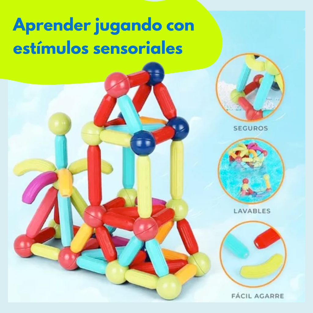 Bloques magnéticos 42 piezas: construcción para niños curiosos